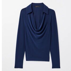 White House Black Market Navy Drape Blouse